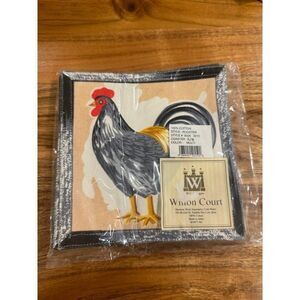 Vintage Wilton Court Rooster Cotton Large Coaster Set of 4